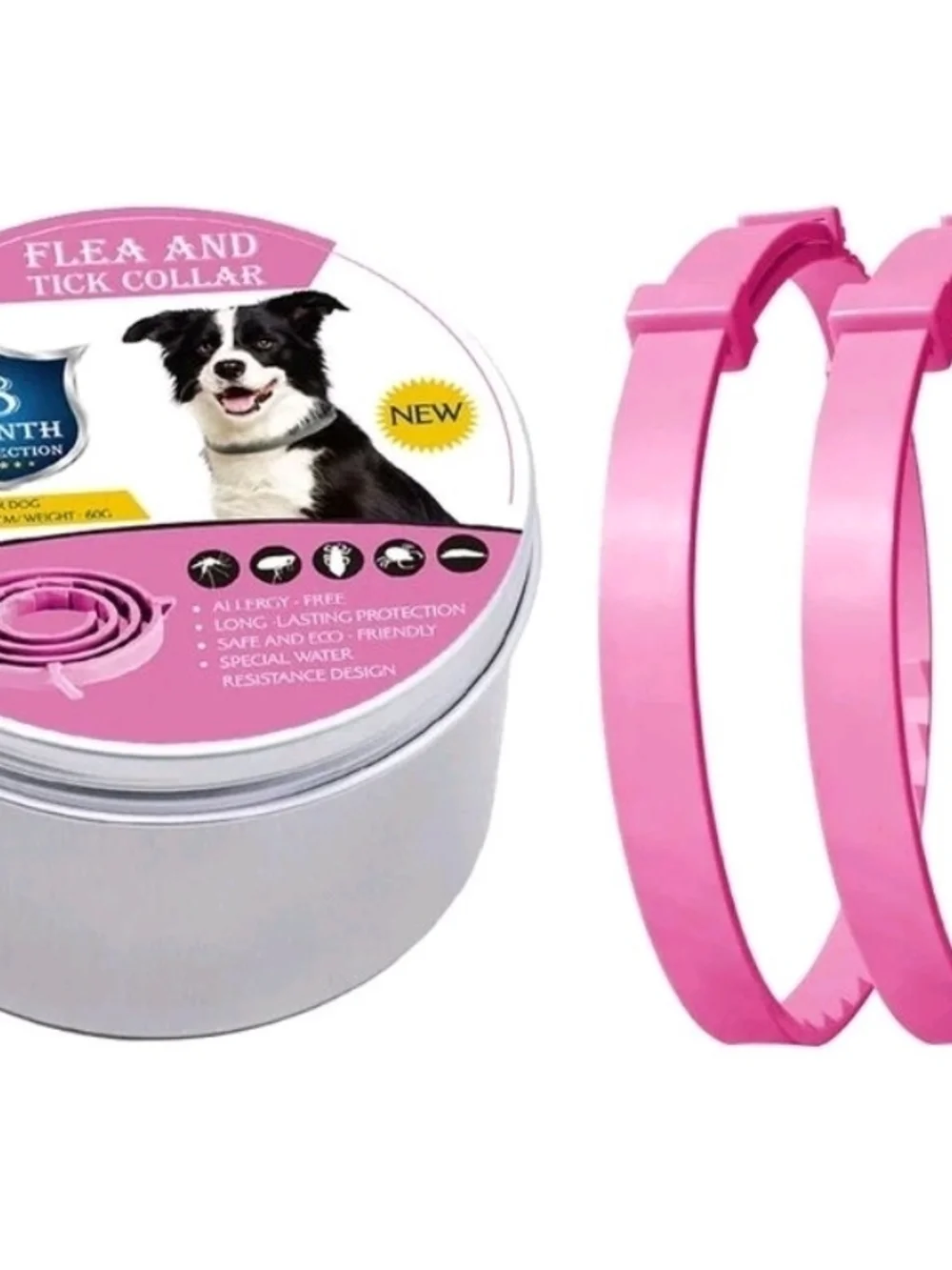 Two Pink Dog Collar - Comfortable Waterproof Pet Collar